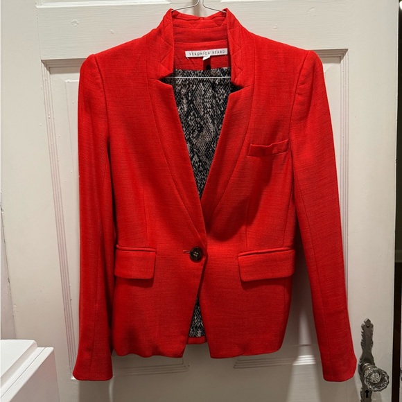 Veronica Beard Red Blazer with Notched Lapels - Picture 1 of 6